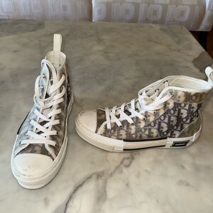 Dior White and Silver High-Top Sneakers